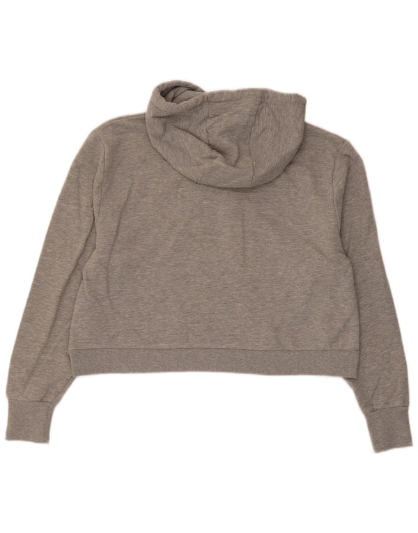 Pulover cu glugă cu grafic crop supradimensionat pentru femei Ellesse UK 10 mic bumbac gri