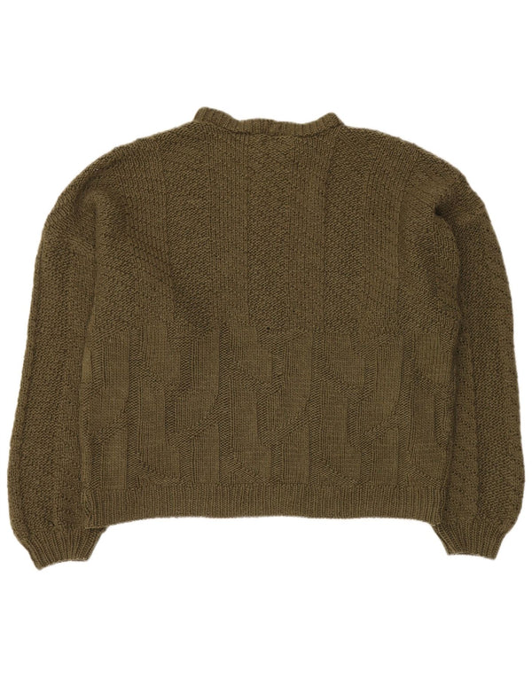 VINTAGE Pulover supradimensionat pentru femei cu decolteu triplu UK 18 XL Kaki