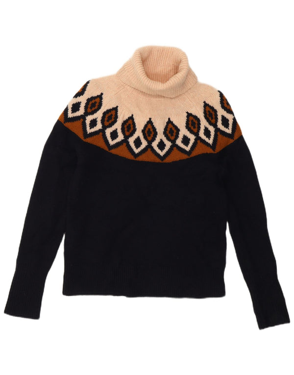 J. CREW Pulover crop cu gât rulat pentru femei UK 6 XS bleumarin Fair Isle