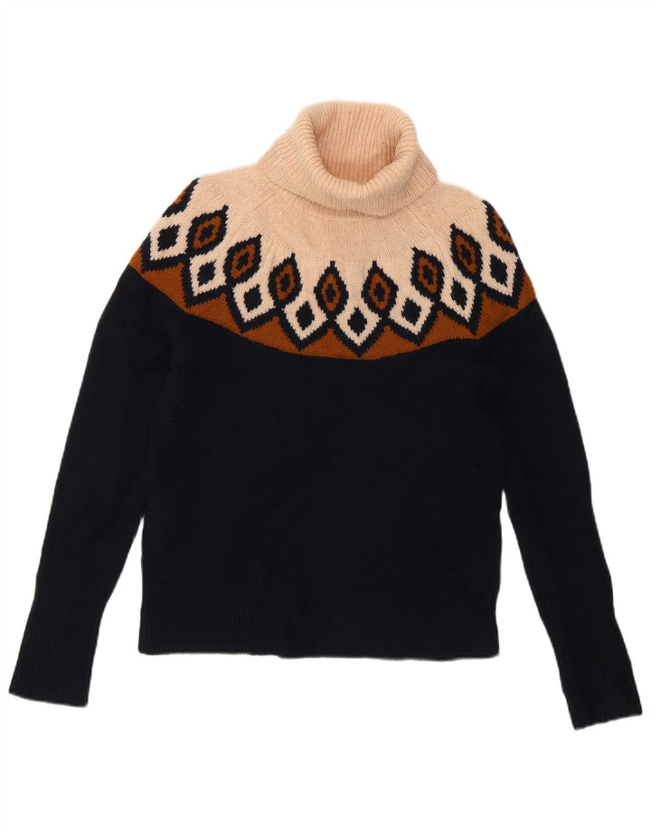 J. CREW Pulover crop cu gât rulat pentru femei UK 6 XS bleumarin Fair Isle