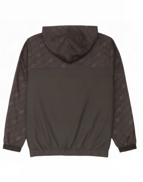 Jachetă reversibilă cu glugă grafică Adidas pentru bărbați UK 40 Poliester negru mare