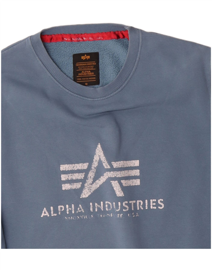 Hanorac grafic pentru bărbați Alpha Industries Pulover Bumbac albastru mediu