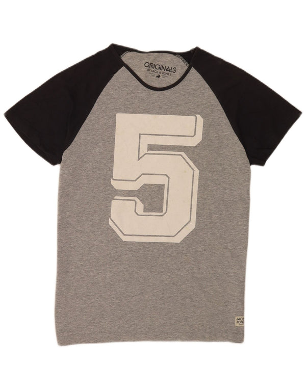 Tricou cu grafică Jack & Jones pentru bărbați Top XL, gri, bumbac color bloc