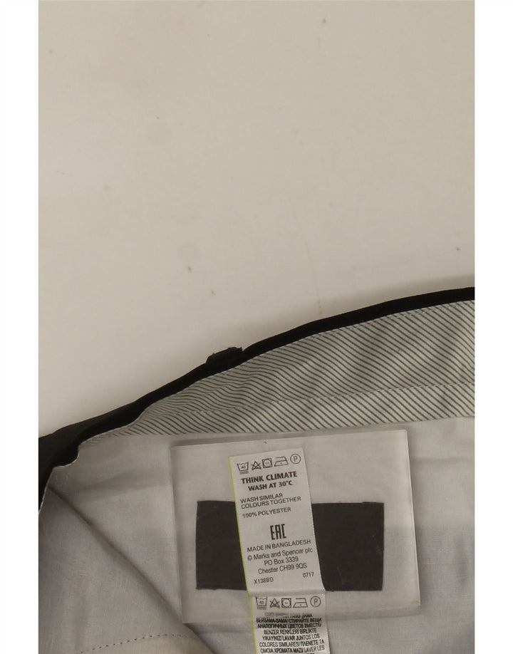 MARKS & SPENCER Pantaloni de costum pentru bărbați, cu ajustare normală, L36 L33, poliester negru