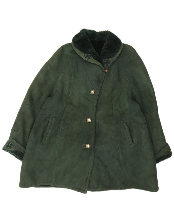 Palton supradimensionat pentru femei din shearling IT 44 verde mediu