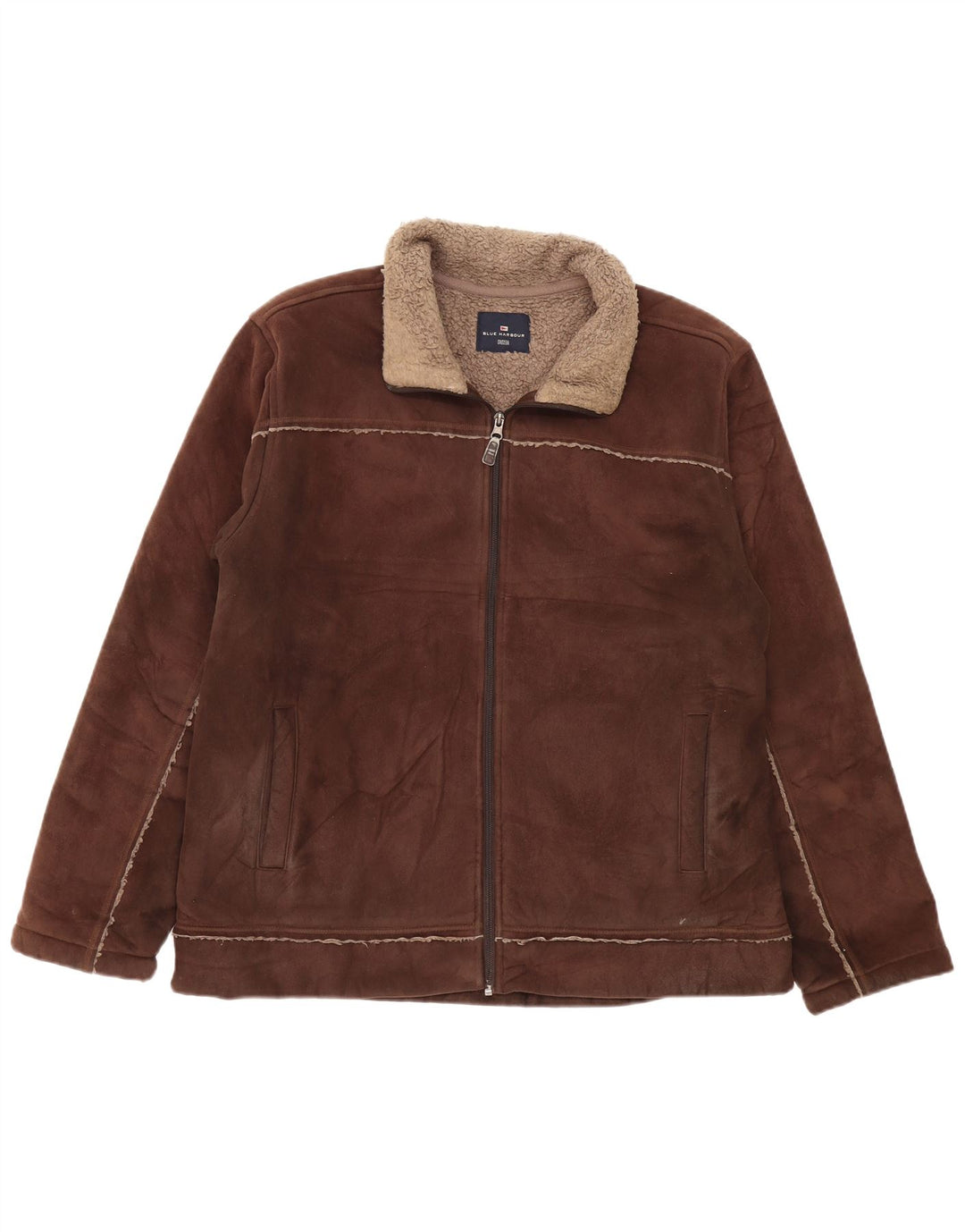 MARKS & SPENCER Jachetă Sherpa pentru bărbați Marea Britanie 41/43 Poliester maro mare