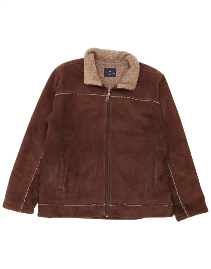 MARKS & SPENCER Jachetă Sherpa pentru bărbați Marea Britanie 41/43 Poliester maro mare
