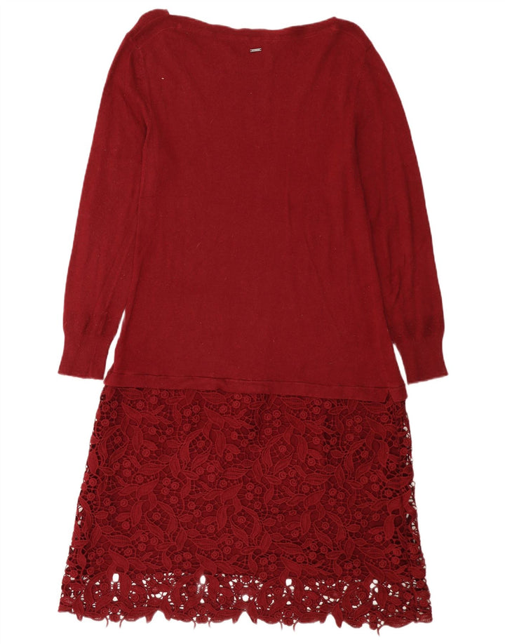 White Stuff Rochie Jumper Femei UK 14 Medium Burgundy Viscose