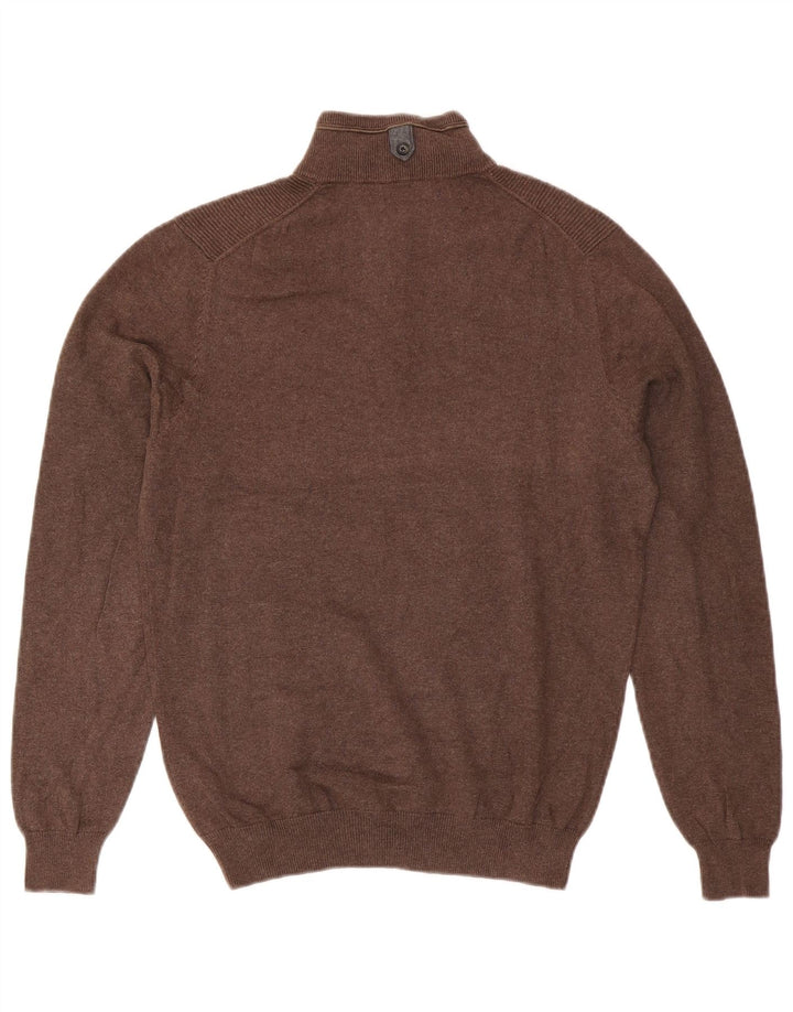 Pulover Massimo Dutti pentru bărbați, cu fermoar și gât, bumbac maro mic