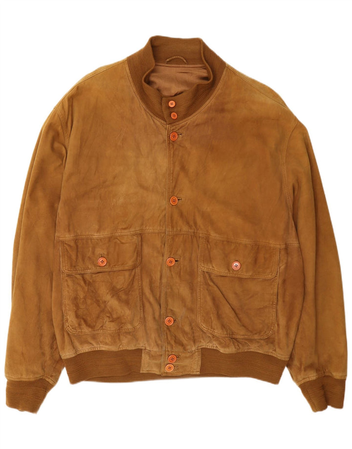 Bomber Vintage pentru bărbați din piele intoarsa UK 42 XL Bej