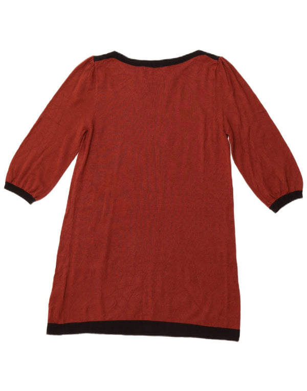 MARKS & SPENCER Top cu tunică cu mâneci 3/4 pentru femei UK 12 Medium Brown Colorblock