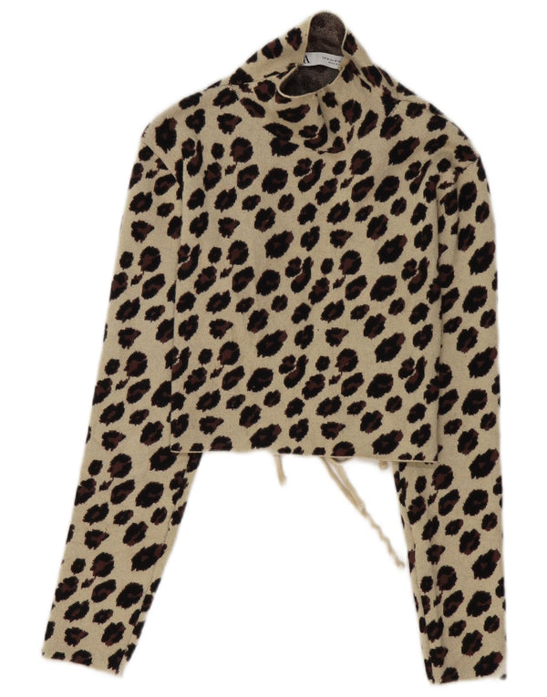 Bluză cu mânecă lungă pentru femei Zara UK 12 Medium Bej Animal Print