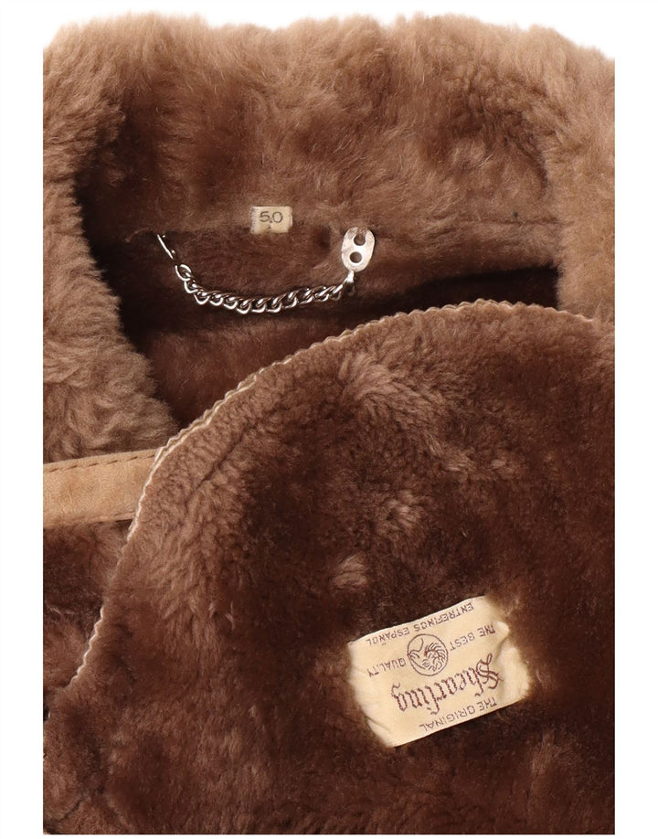 Jachetă din shearling pentru bărbați VINTAGE IT 50 mare, maro, din shearling