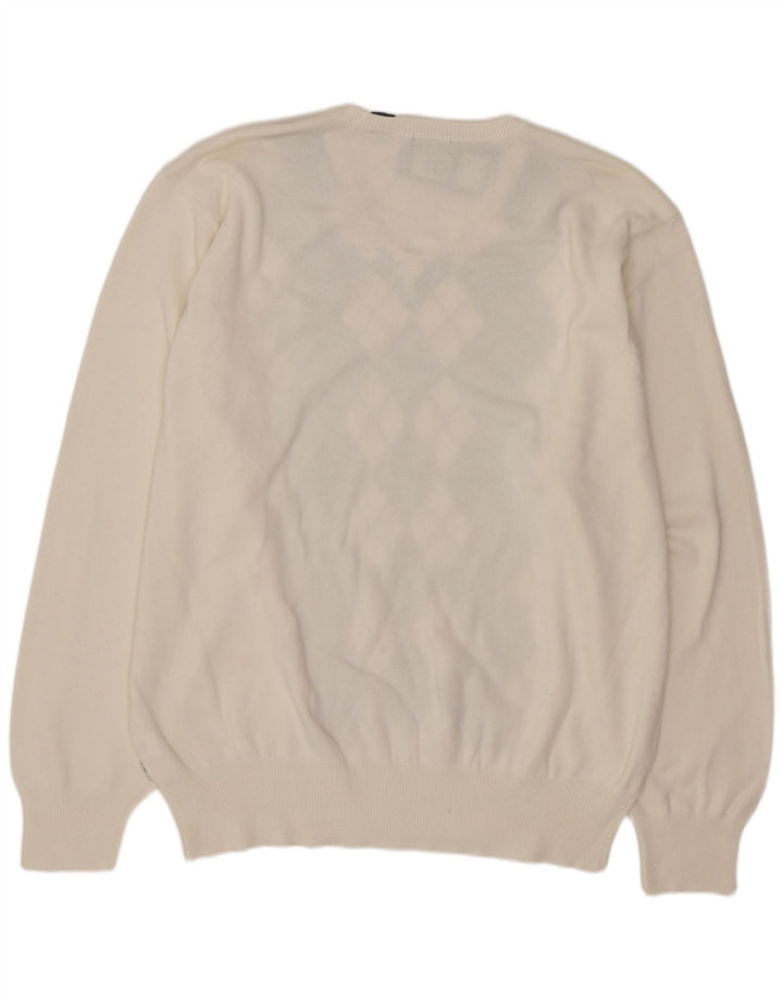 Pulover Izod pentru bărbați, cu decolteu în V, XL, bumbac alb Argyle/Diamond