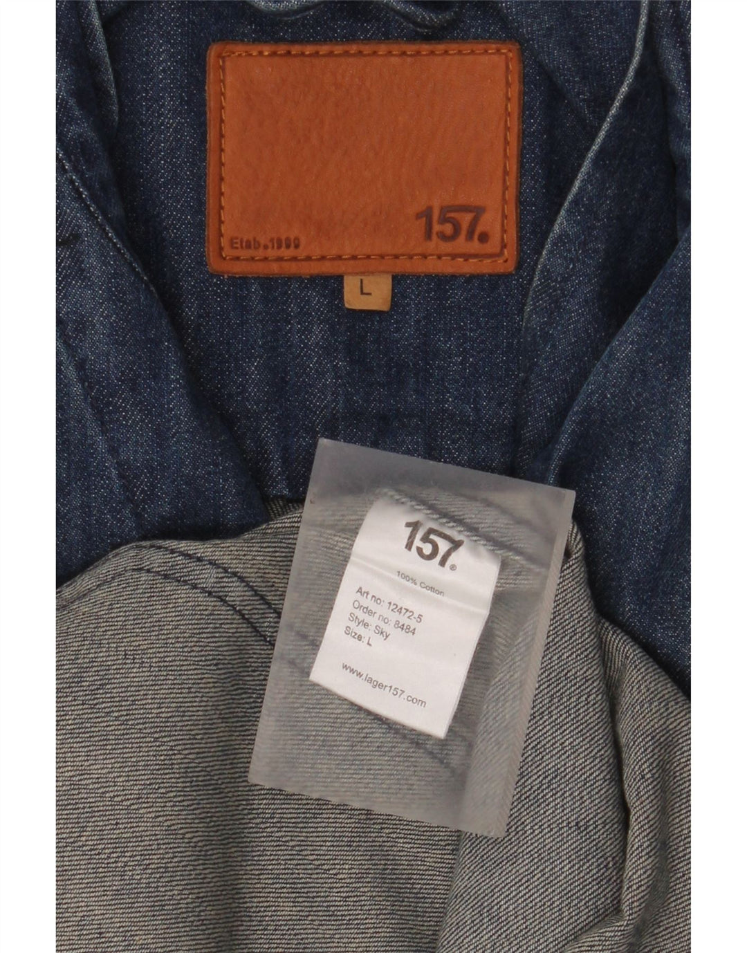 Lager 157 Jachetă pentru bărbați din denim cu 5 nasturi, UK 40, bumbac albastru mare