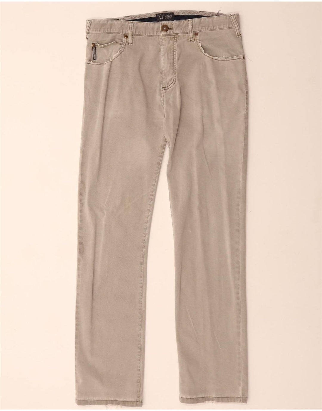 ARMANI Pantaloni Drepți Casual Bărbați L32 L30 Bumbac Gri