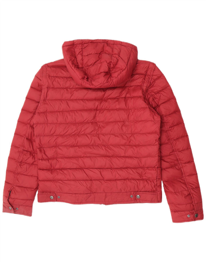 Jachetă căptușită cu glugă Massimo Dutti pentru femei UK 14 mare Burgundy
