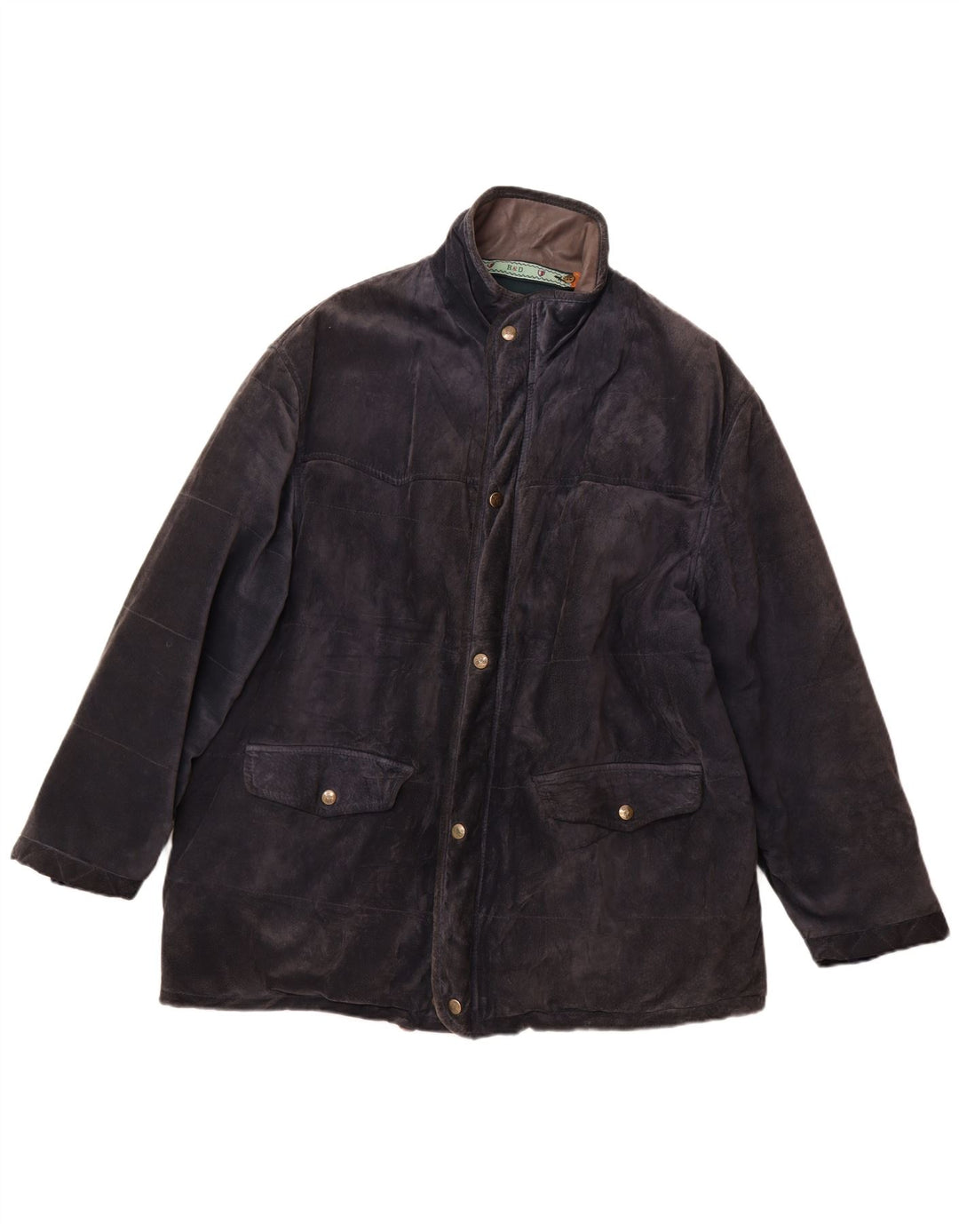 Jachetă vintage pentru bărbați din piele intoarsa IT 52 XL din piele albastru bleumarin