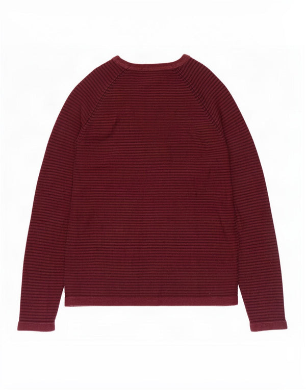 Pulover Jack & Jones pentru bărbați, cu gât de barcă, bumbac cu dungi burgundy mediu