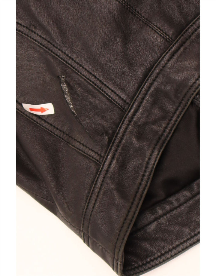 Jachetă din piele Max Crop Biker pentru femei UK 12 Medium Black Leather