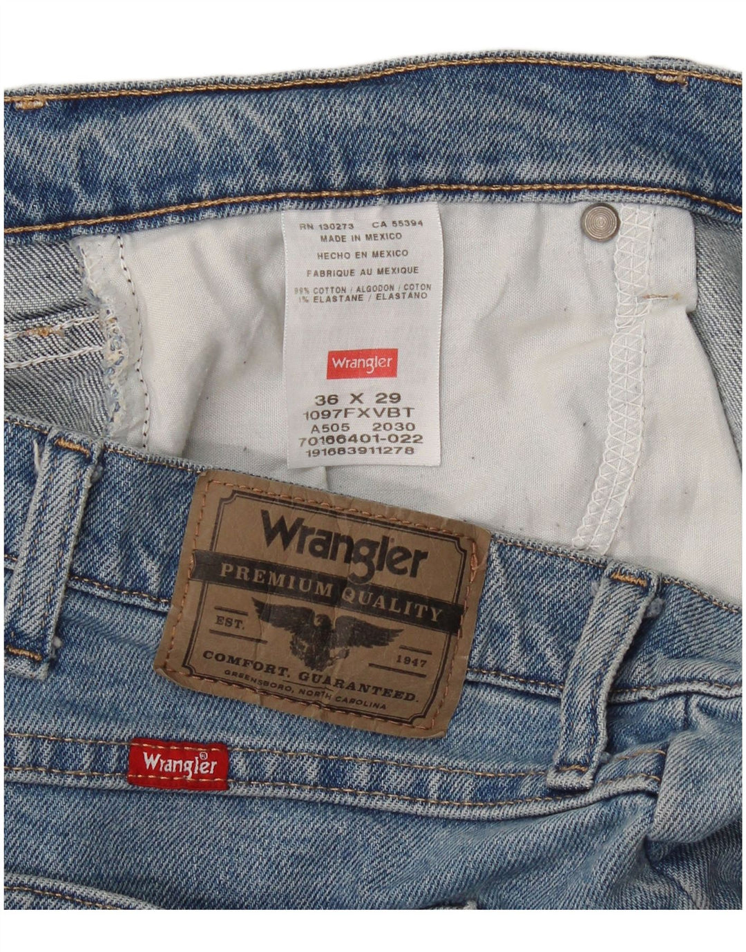 Blugi drepti pentru bărbați Wrangler W36 L29 Bumbac albastru