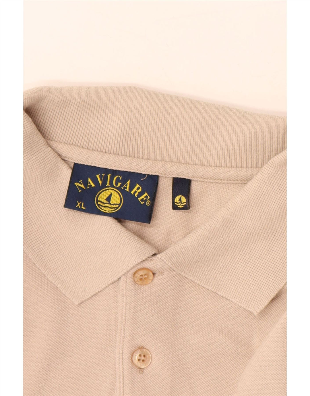 Cămașă polo cu mânecă lungă pentru bărbați NAVIGARE, bumbac bej XL