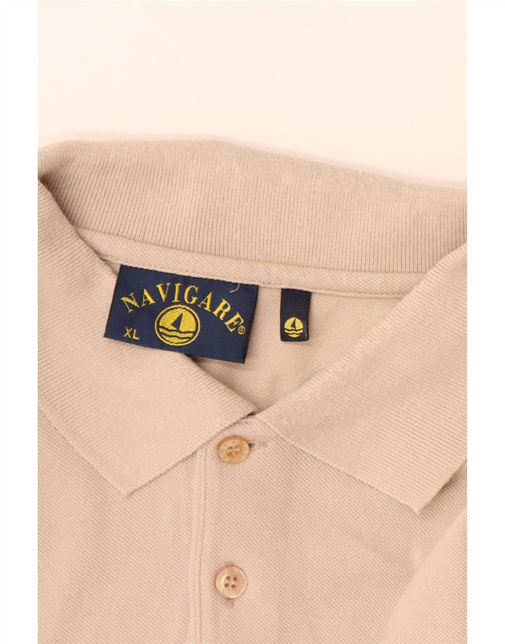 Cămașă polo cu mânecă lungă pentru bărbați NAVIGARE, bumbac bej XL