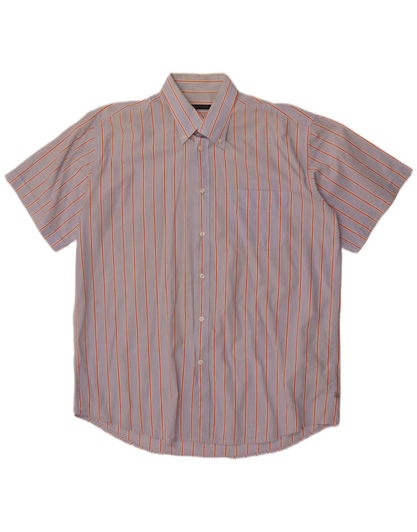 Cămașă cu mânecă scurtă pentru bărbați Sergio Tacchini, bumbac cu dungi albastre 2XL