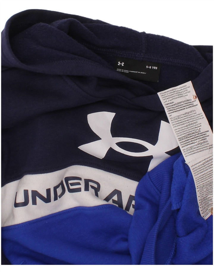 Pulover cu glugă grafic pentru băieți UNDER ARMOUR 5-6 ani, albastru bleumarin, color block