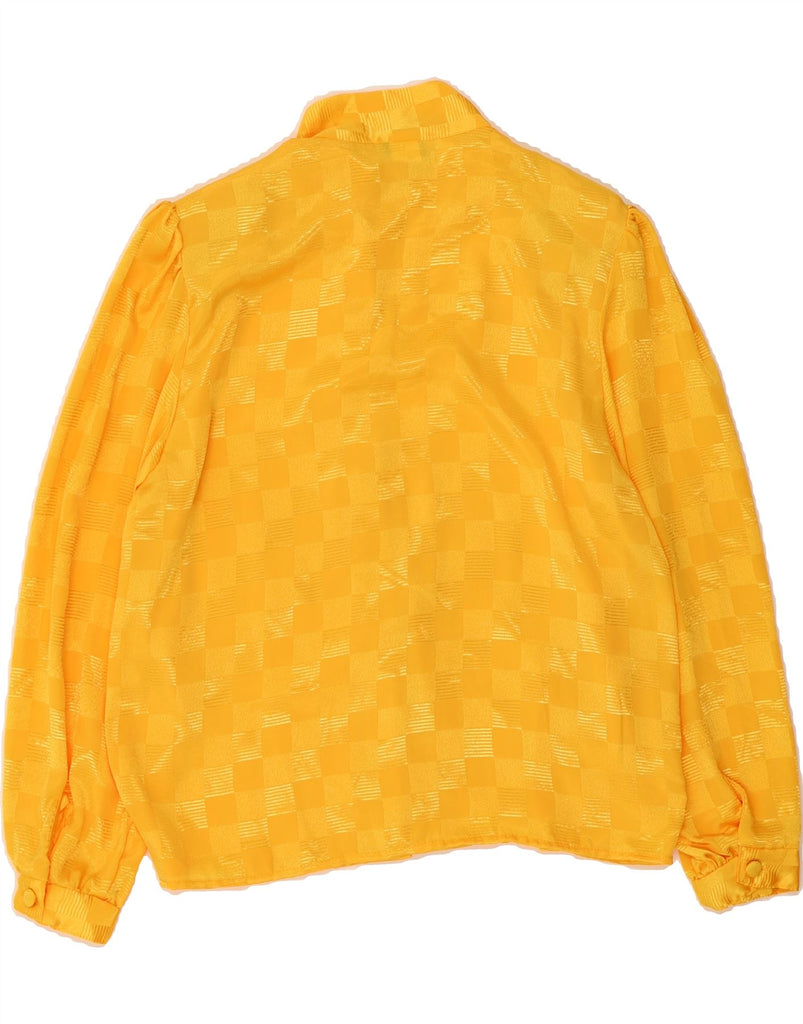 VINTAGE Womens Shirt Blouse UK 13/14 Medium Yellow Geometric Polyester Vintage Vintage and Second-Hand Vintage from Messina Hembry 