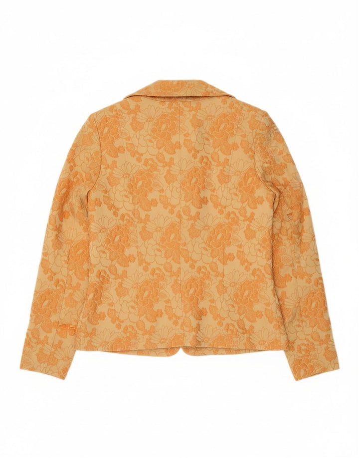SINGH MADAN Womens 1 Button Blazer Jacket UK 12 Medium Yellow Floral