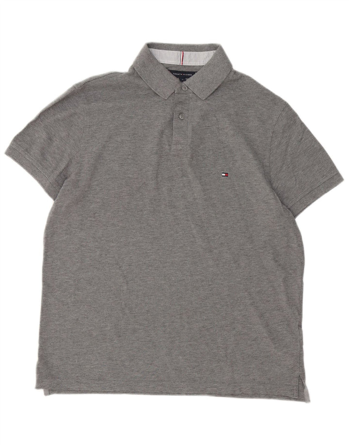 Tricou polo Tommy Hilfiger pentru bărbați, bumbac, gri mediu