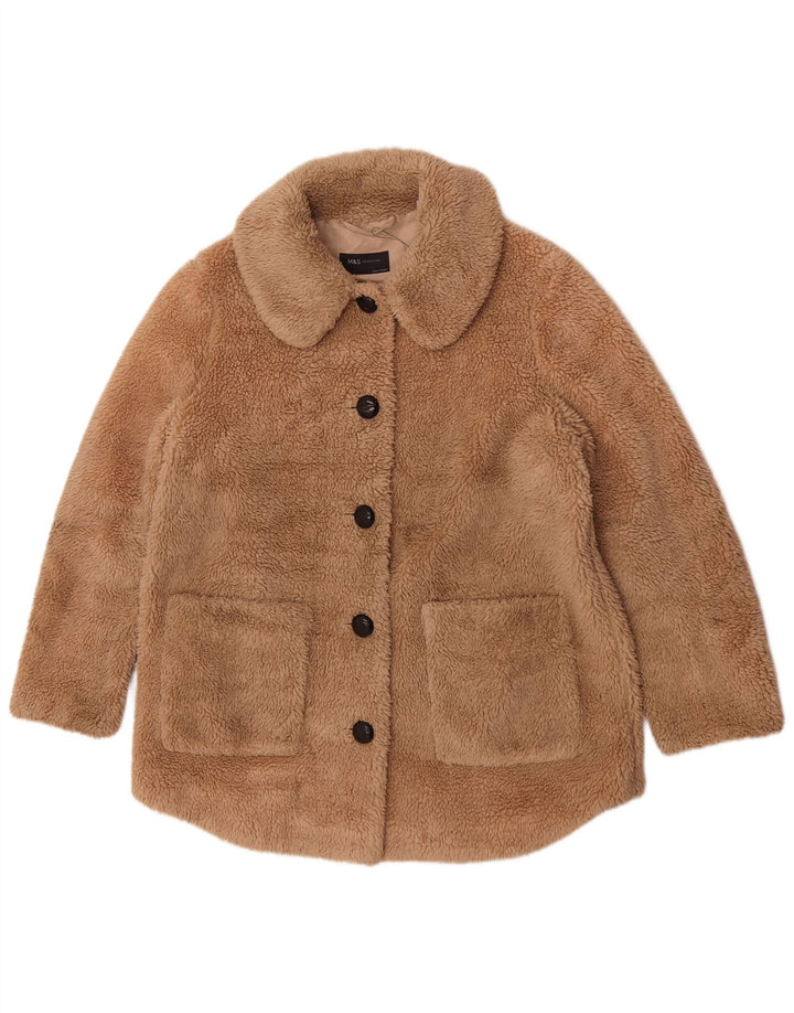 Geaca pentru femei Marks & Spencer Teddy Bear Fleece UK 14, mare, bej, poliester