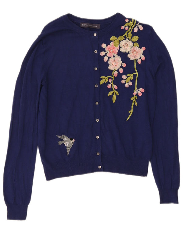 Marks & Spencer Pulover Crop Cardigan pentru Damă UK 10 Mic Bleumarin Floral