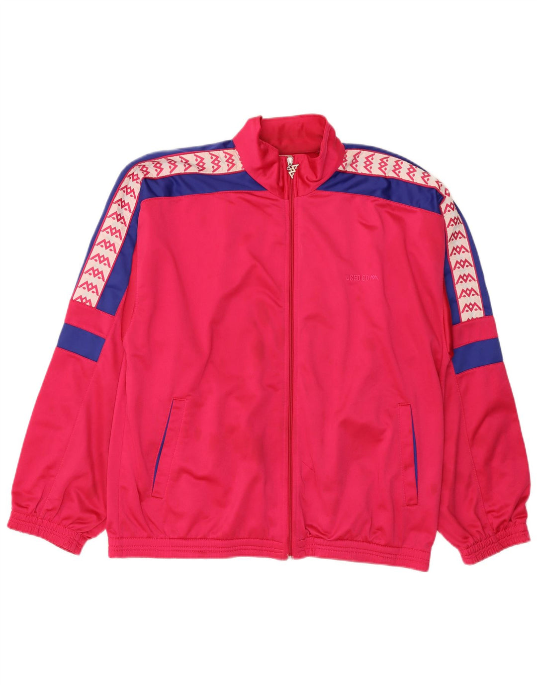Jachetă de trening vintage pentru bărbați cu grafică, 2XL, poliester color bloc de culoare roz