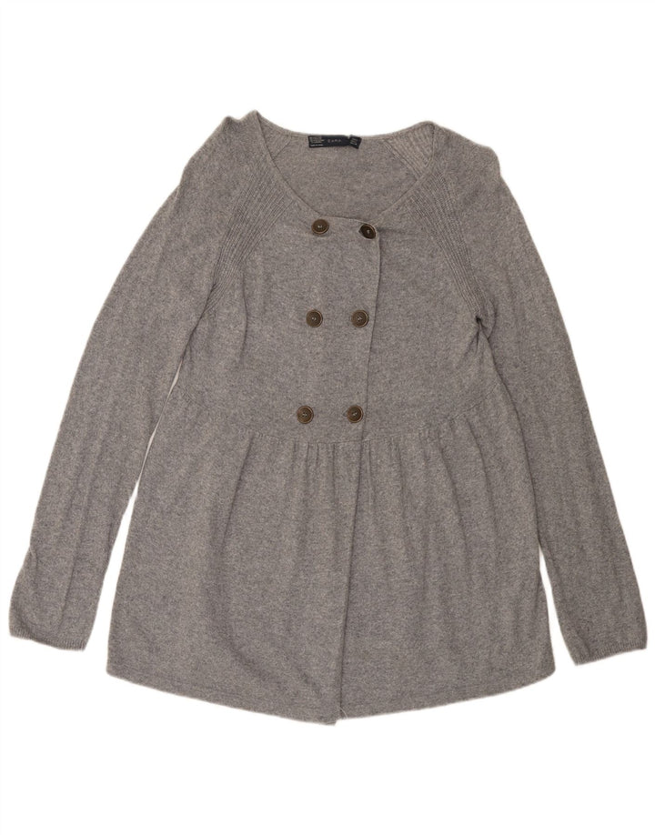 Pulover cardigan pentru femei Zara UK 14 mare bumbac gri