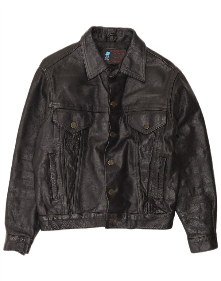 Geaca de piele vintage pentru femei IT 42 Medium Black Leather
