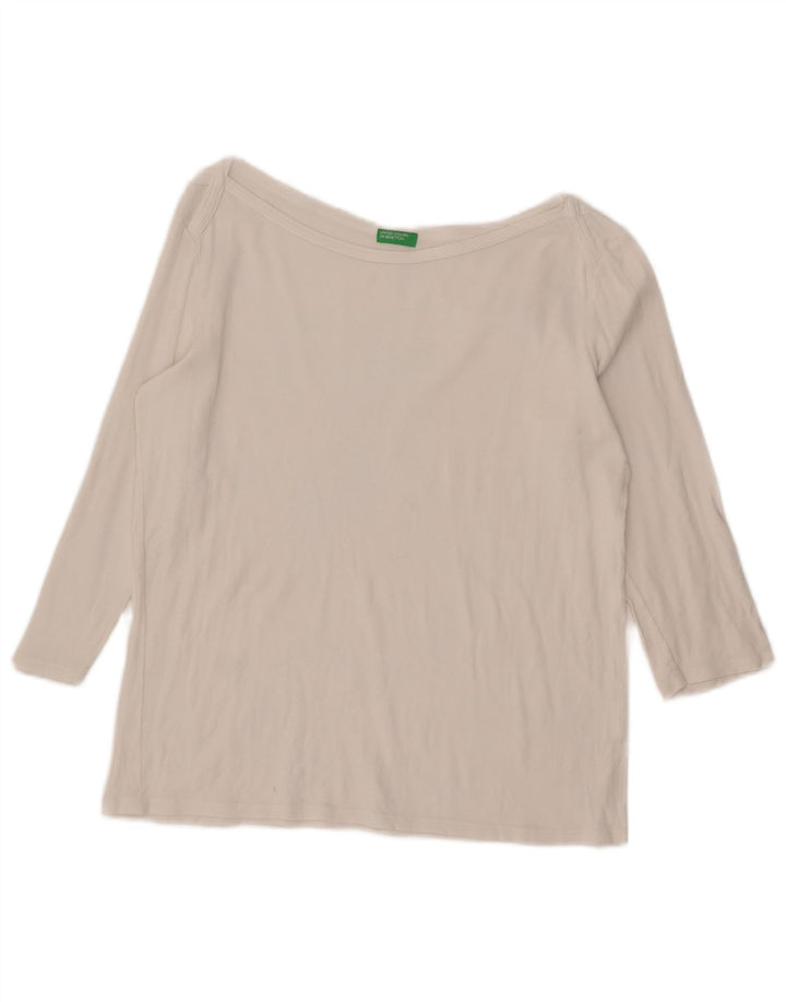 Benetton Top pentru femei cu mâneci 3/4 UK 14, mare, alb, bumbac