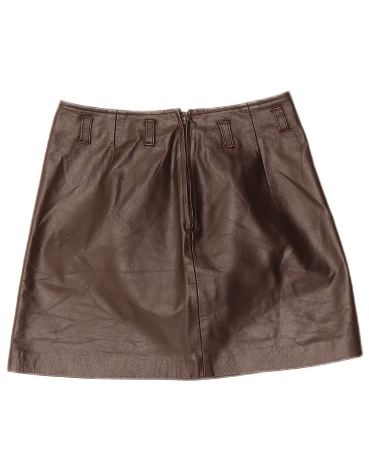 Fusta mini din piele vintage pentru femei IT 40 Small W26 piele maro