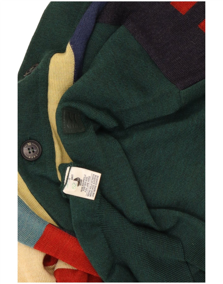 Pulover cardigan pentru bărbați Marz IT 52 Lână mare, verde, color bloc