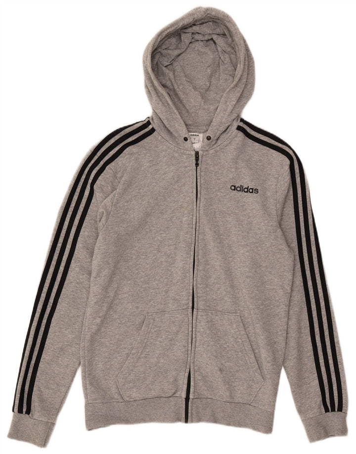 ADIDAS Mens Zip Hoodie Sweater Small Grey Cotton
