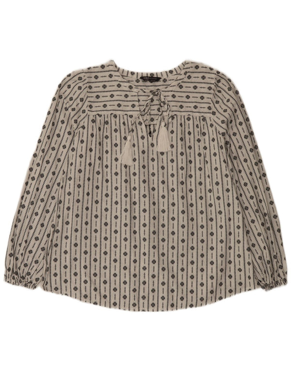 Bluză pentru femei Marks & Spencer, UK 16, mare, alb, geometric din bumbac