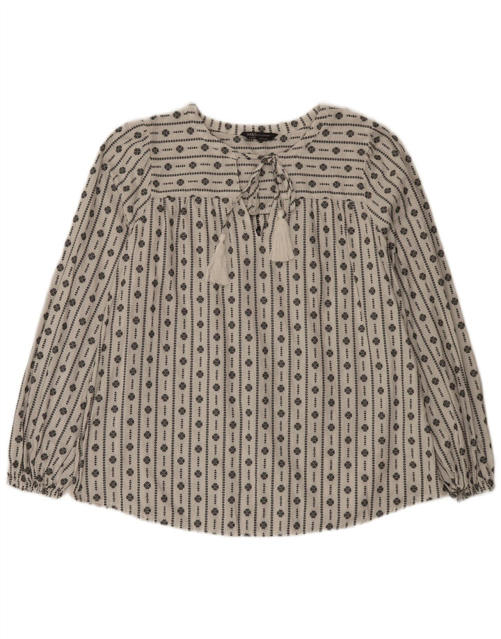 Bluză pentru femei Marks & Spencer, UK 16, mare, alb, geometric din bumbac