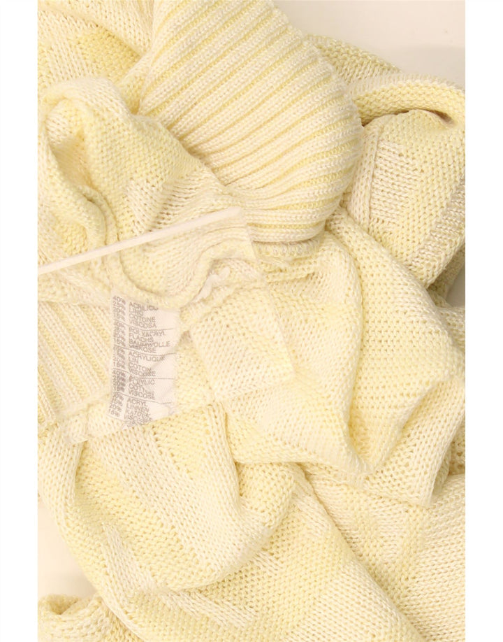 Pulover VINTAGE pentru femei cu decolteu triplu UK 18 XL Galben Geometric Acrilic