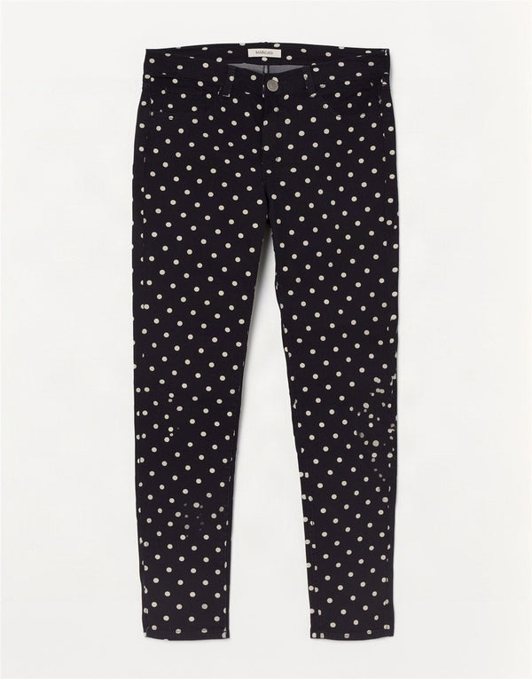 Max & Co. Pantaloni casual subțiri pentru femei UK 8 Small W28 L31 Black Spotted