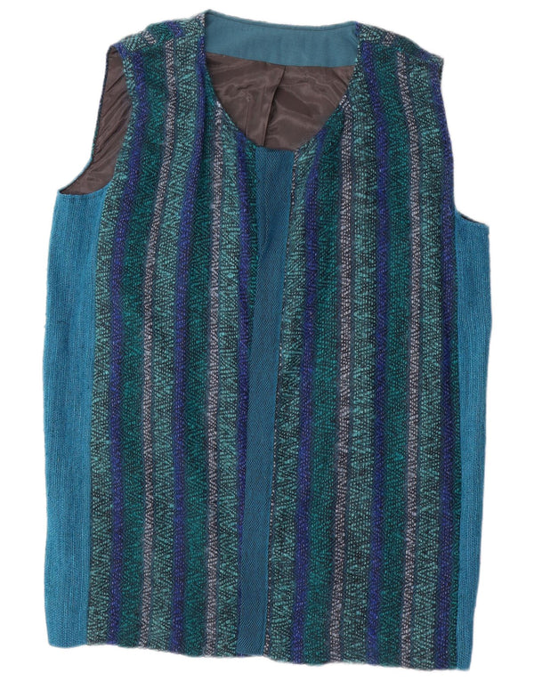 Bluză supradimensionată fără mâneci pentru femei Vintage UK 18 XL cu dungi albastre