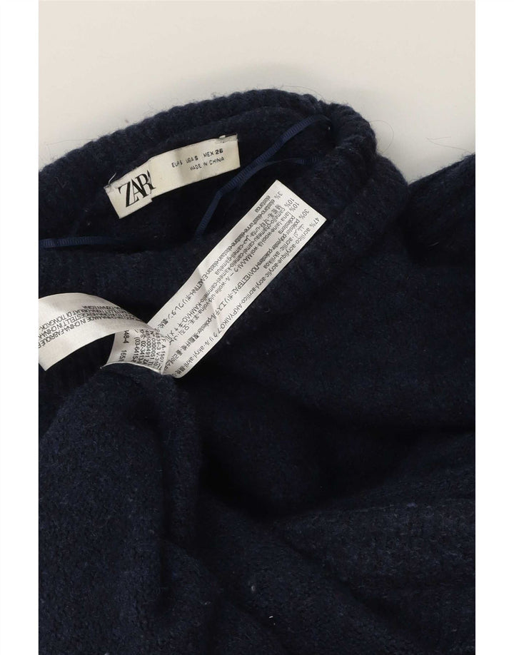 Pulover pentru femei Marks & Spencer, cu paragate, cu gât rulat, UK 10 Mic bleumarin B