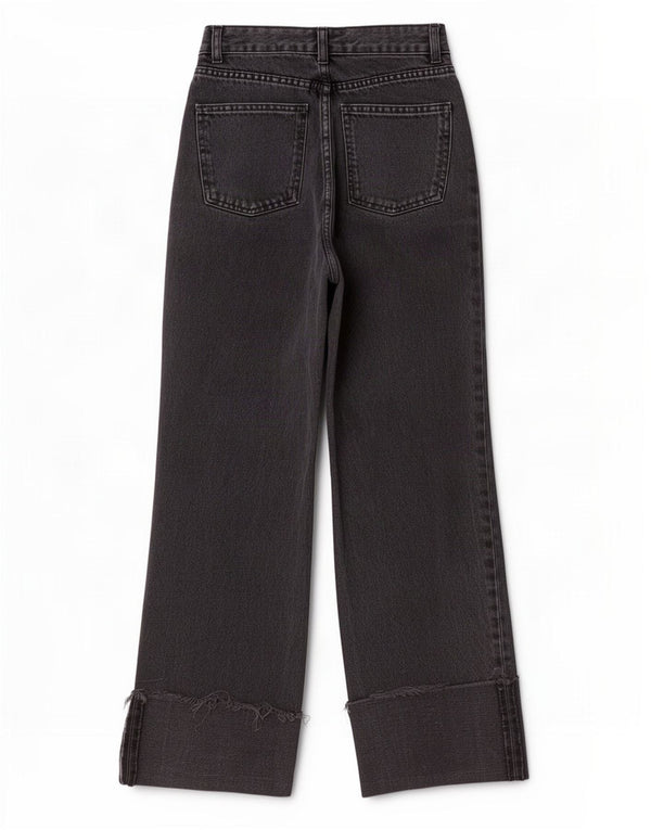 Blugi Zara femei cu talie înaltă cu picioare largi EU 32 2XS W22 L28 bumbac negru
