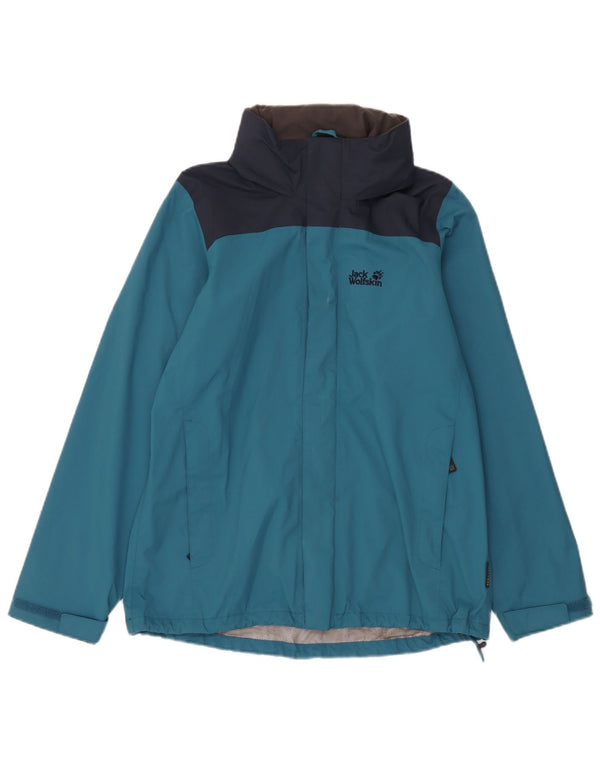 Jack Wolfskin Jachetă de ploaie cu glugă pentru bărbați UK 34 Small Blue Colorblock
