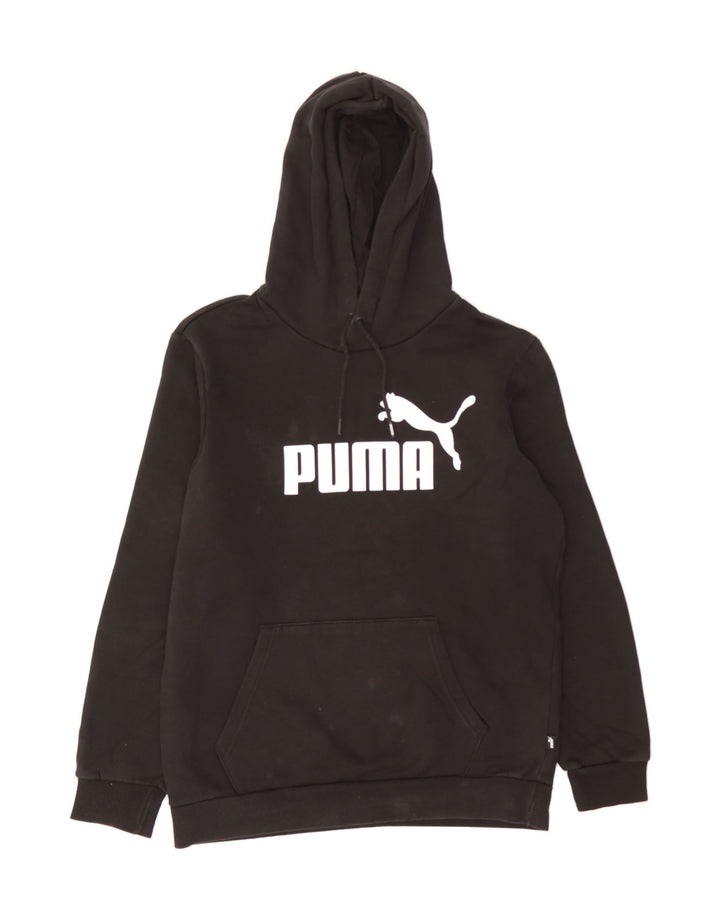 PUMA Mens Graphic Hoodie Jumper Medium Black Cotton Vintage Puma and Second-Hand Puma from Messina Hembry 